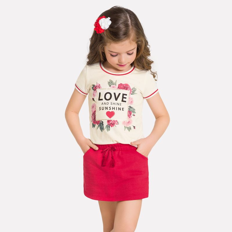 Conjunto Infantil Feminino Blusa + Short-Saia Milon - lojamilon