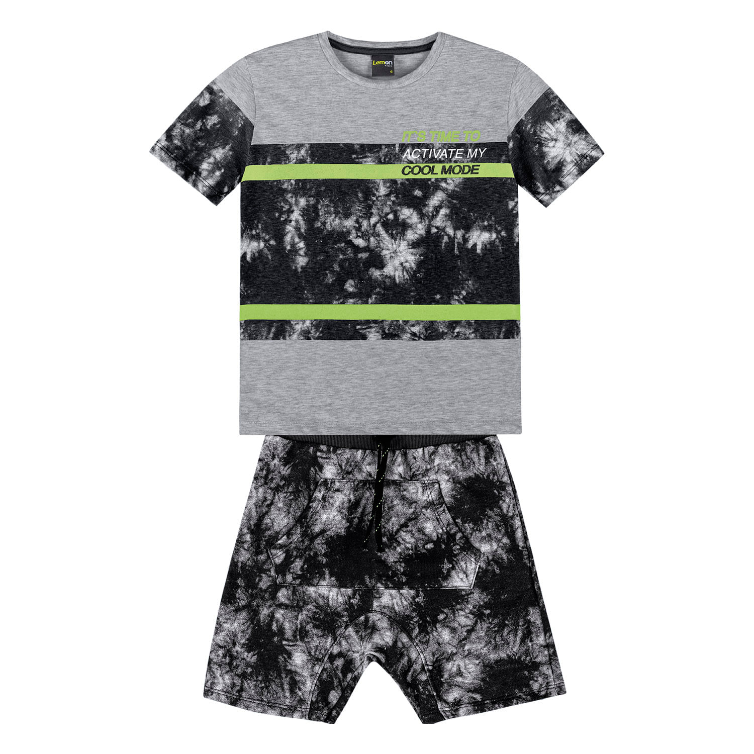Conjunto Infantil Masculino Camiseta + Bermuda Lemon Kids