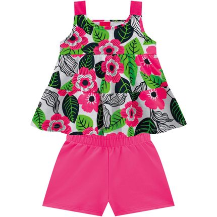 Conjunto Blusa E Short Moletinho Amigos Da Selva Marinho - Kyly