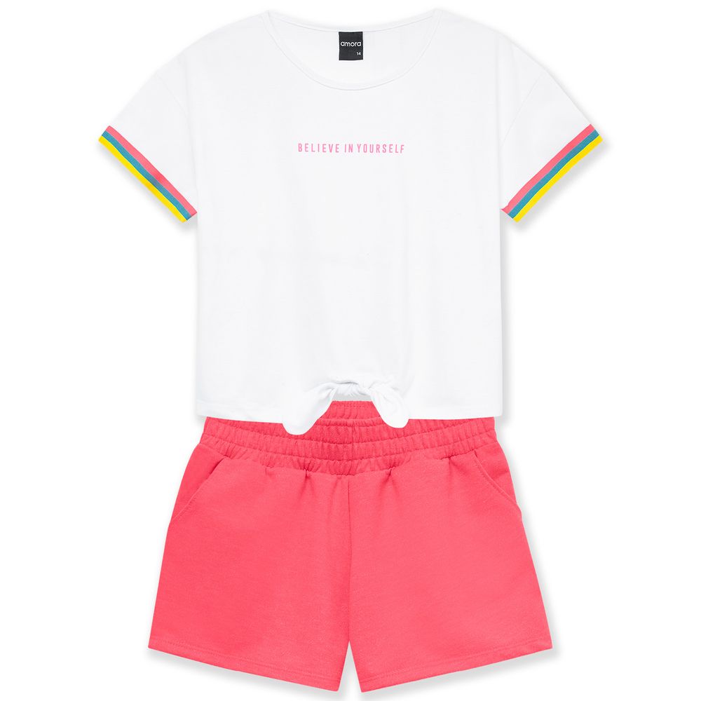 Conjunto Teen Feminino Blusa + Short Amora Ref: 51669 - MUNDO