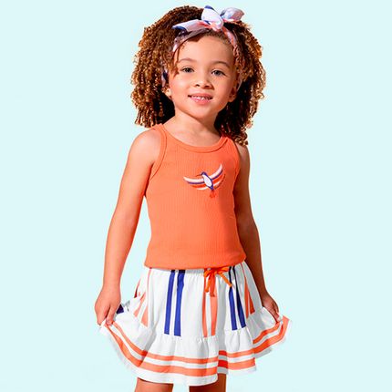 conjunto short e blusa estampado infantil menina colorido verão 2