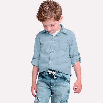 Camiseta Jeans Infantil Menino em Tecido Algodão Milon lojamilon