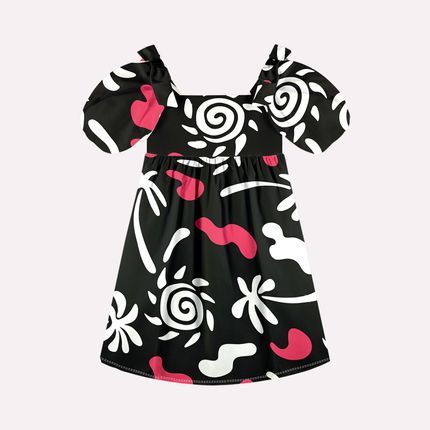 Vestido Infantil Menina Estampa Tropical Nanai - lojauniversok