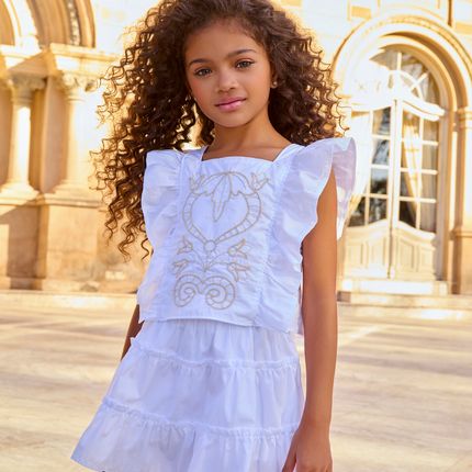 Saia Rodada Conjunto De Saia E Blusa Para CrianÇa Conjunto