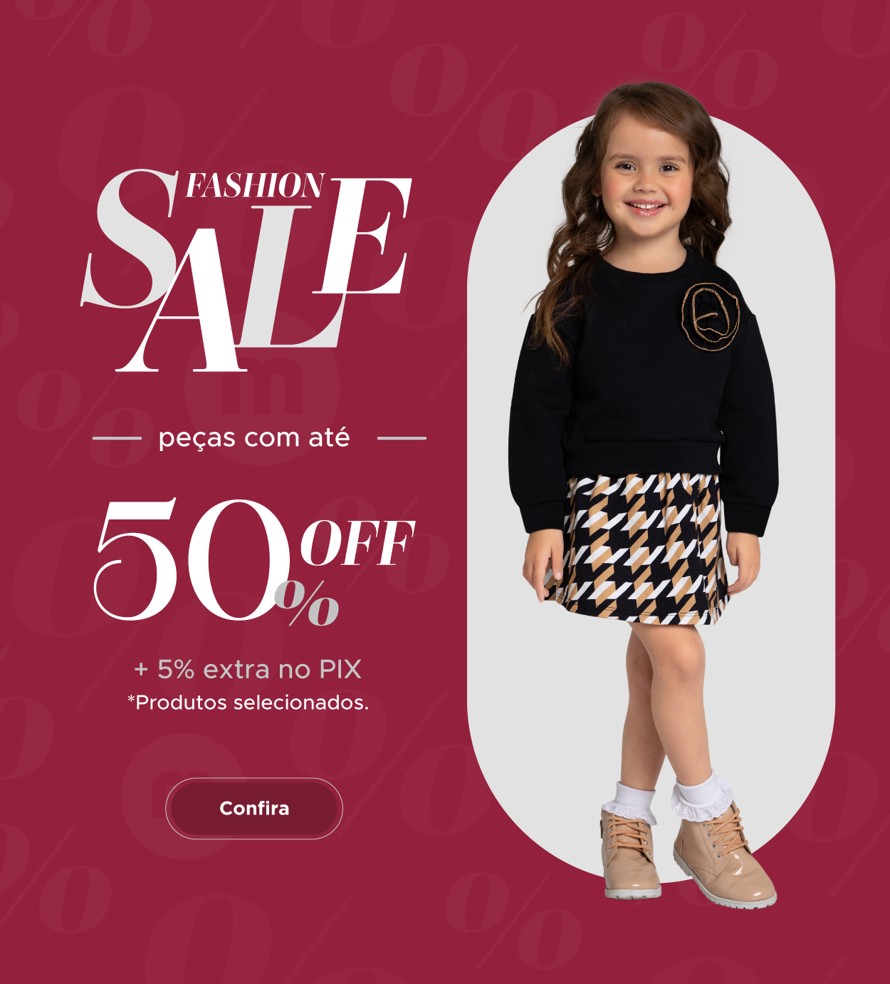 BANNER N1.a - MOBILE -Fashion Sale: peças com até 50% off + 5% extra no Pix