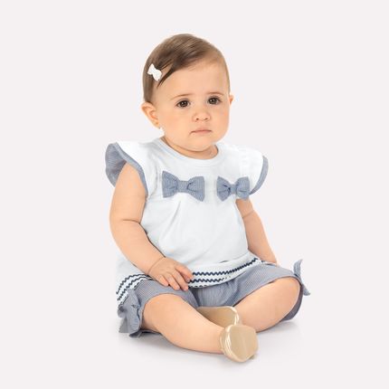 Conjunto Little Me Para Bebê Menina - Ombreiras Com Laço Charmoso